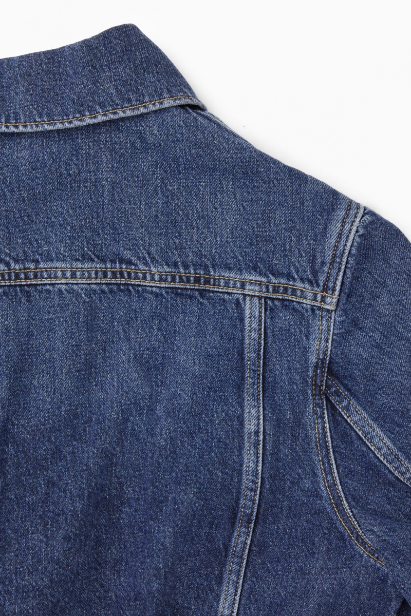 Women's COS Cropped Denim Jackets Blue NZ-73EMGVORU
