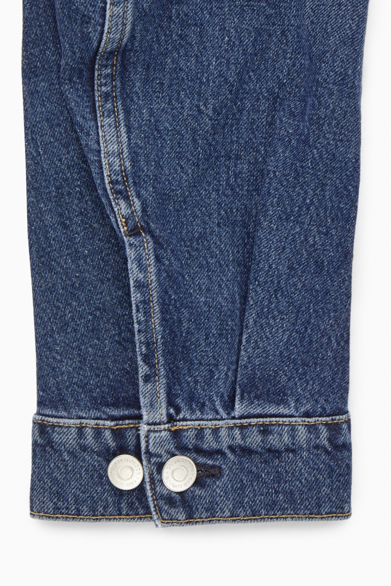Women's COS Cropped Denim Jackets Blue NZ-73EMGVORU