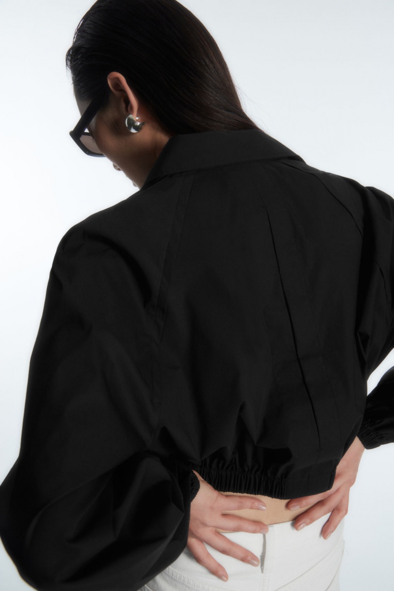 Women's COS Cropped Elasticated Shirts Black NZ-49BRJXPCN