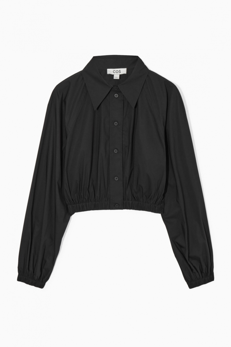 Women's COS Cropped Elasticated Shirts Black NZ-49BRJXPCN
