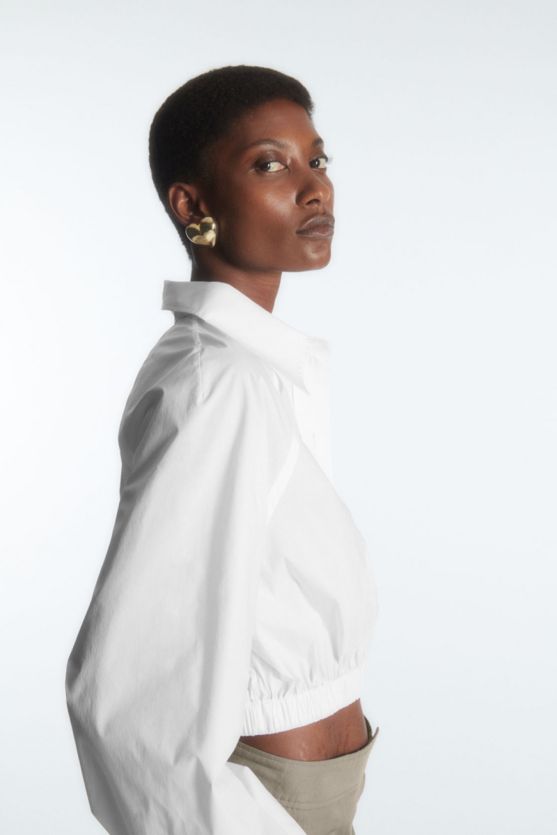 Women's COS Cropped Elasticated Shirts White NZ-78HBSVERX