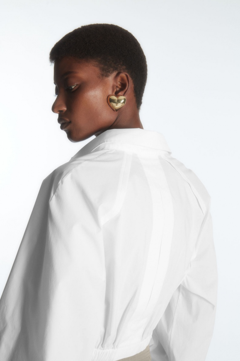 Women's COS Cropped Elasticated Shirts White NZ-78HBSVERX