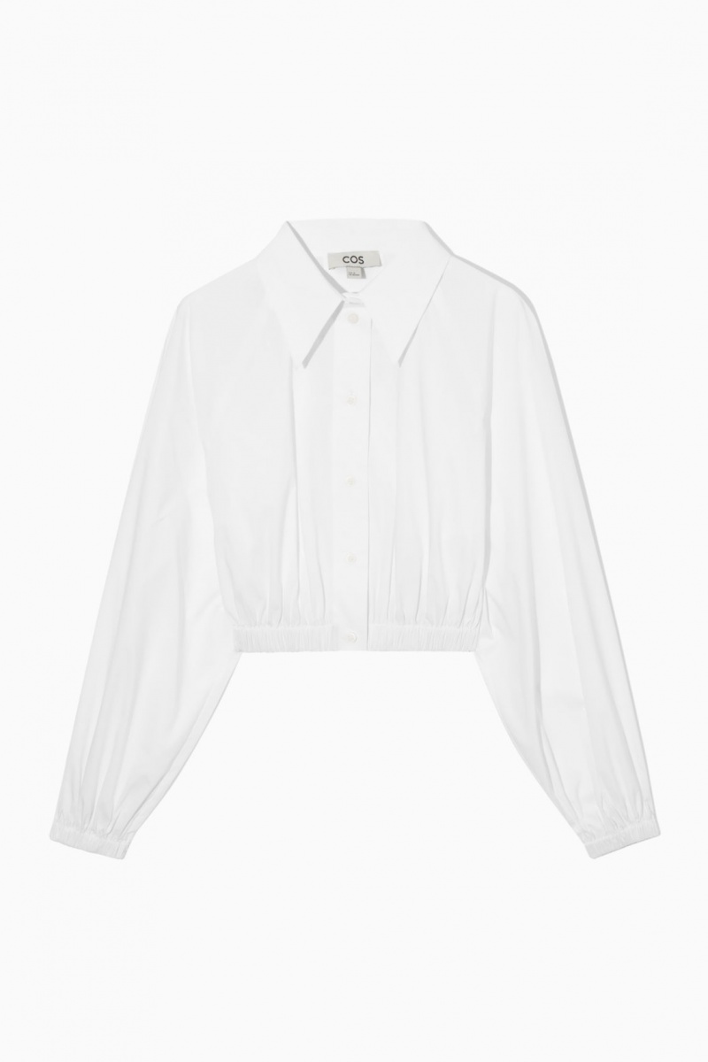 Women's COS Cropped Elasticated Shirts White NZ-78HBSVERX