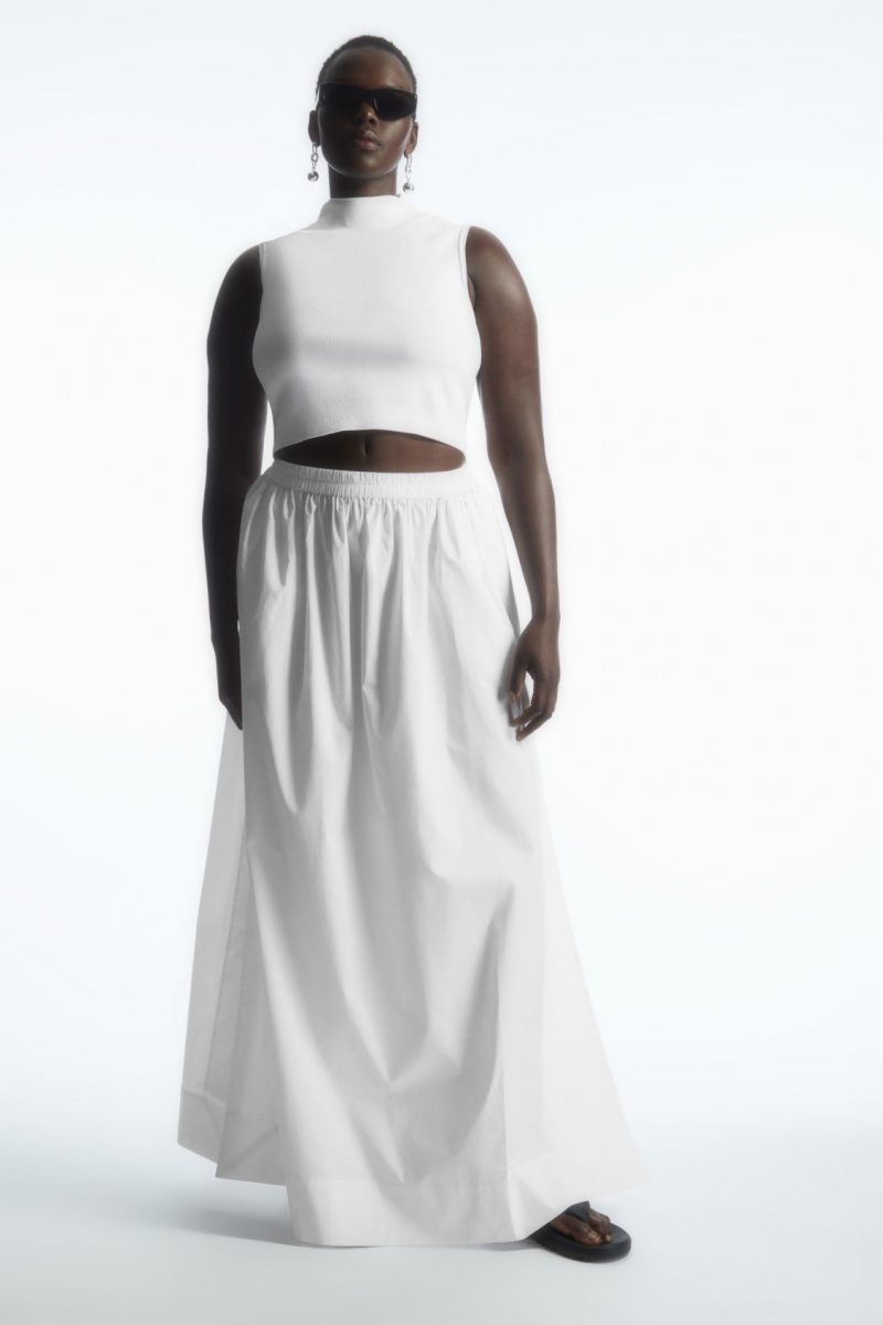 Women's COS Cropped Knitted Sleeveless Tops White NZ-51VUZPDBG