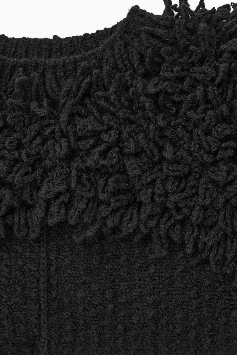 Women's COS Cropped Loop-Knit Wool Hybrid Sweaters Black NZ-17CAQUPJW