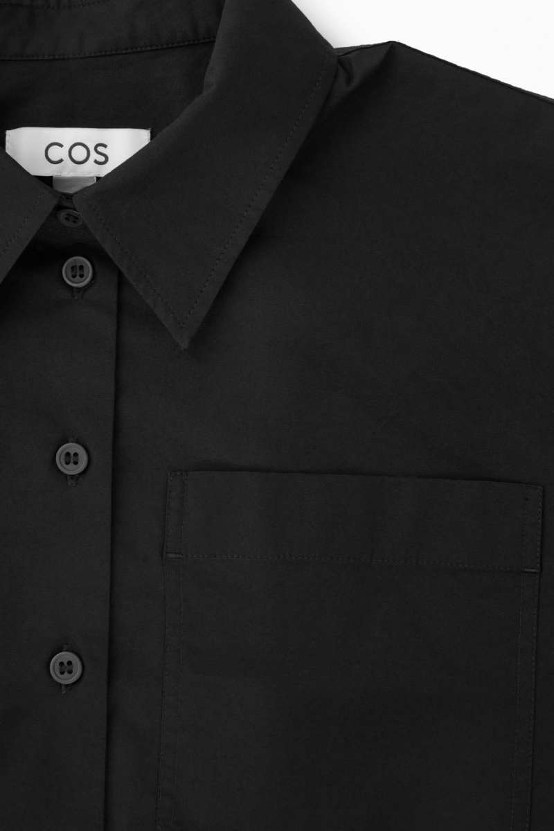 Women's COS Cropped Poplin Shirts Black NZ-39MXOQVZA