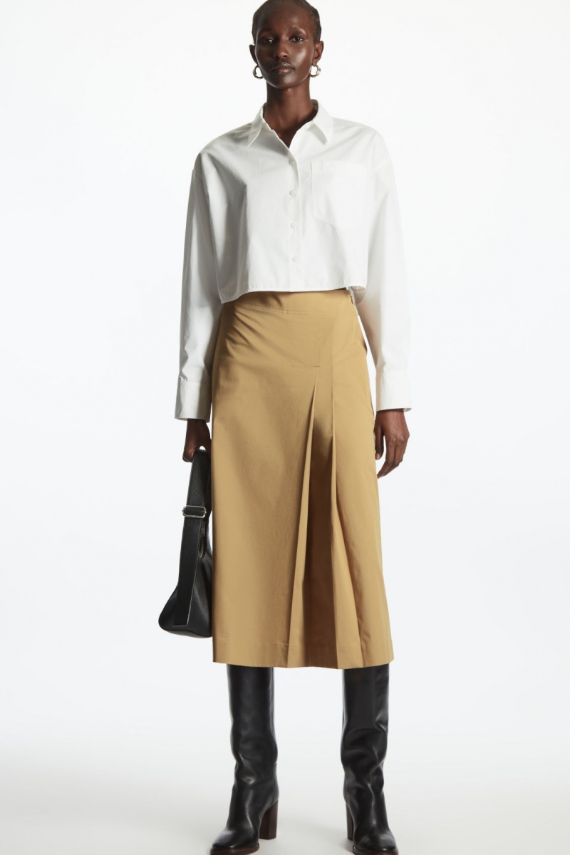 Women's COS Cropped Poplin Shirts White NZ-39PVOXFYL