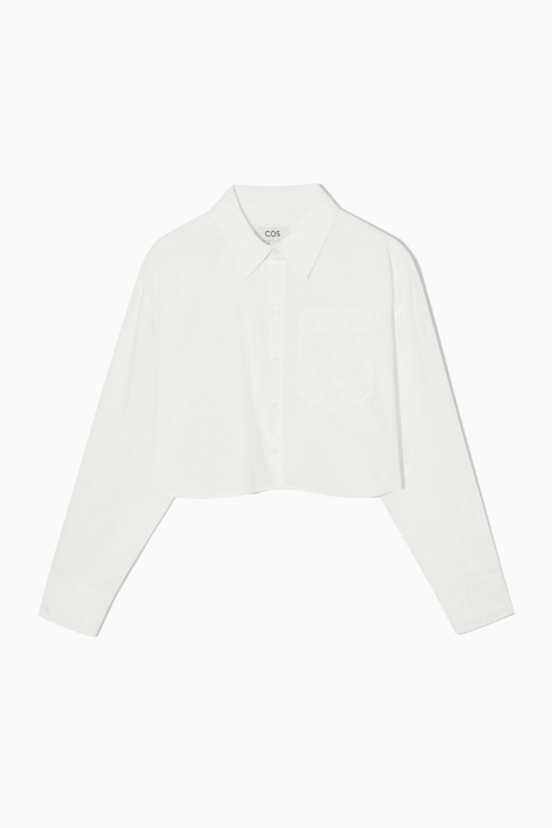 Women's COS Cropped Poplin Shirts White NZ-39PVOXFYL