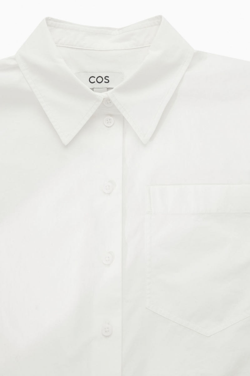 Women's COS Cropped Poplin Shirts White NZ-39PVOXFYL