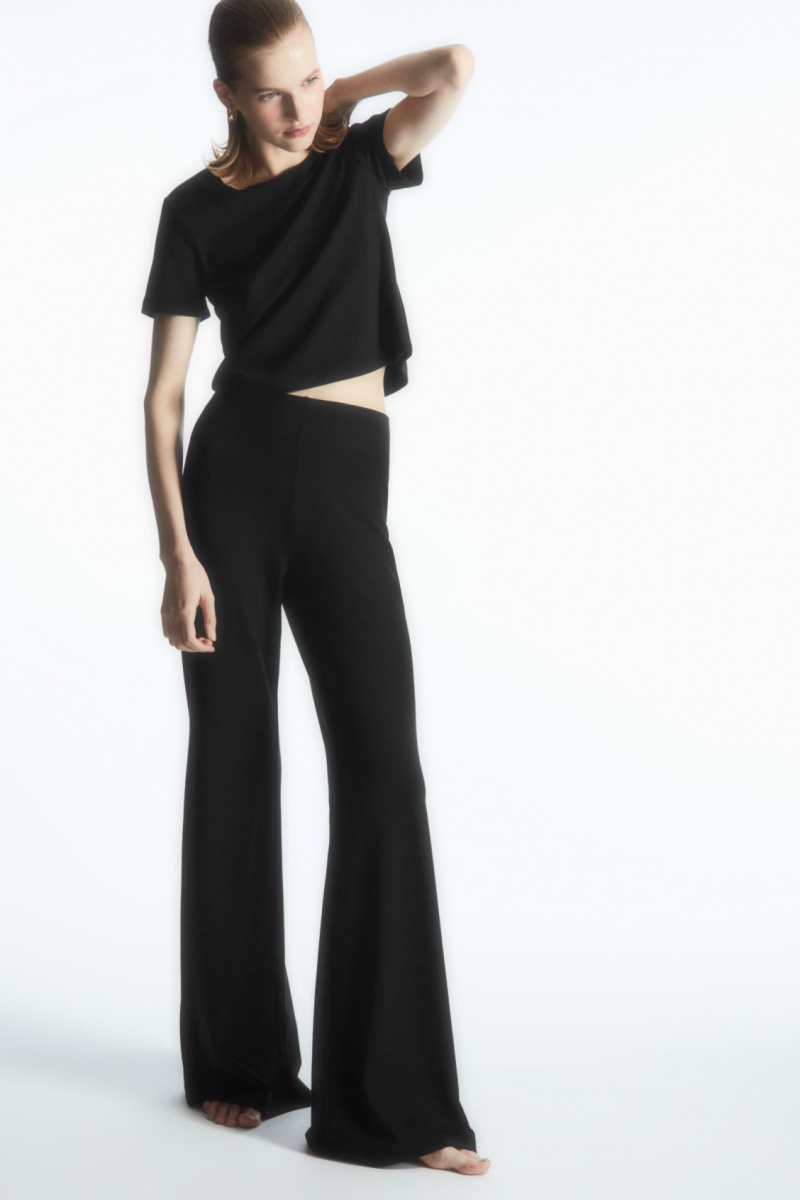 Women's COS Cropped Slim-Fit T-Shirt Black NZ-95NTDIWCB