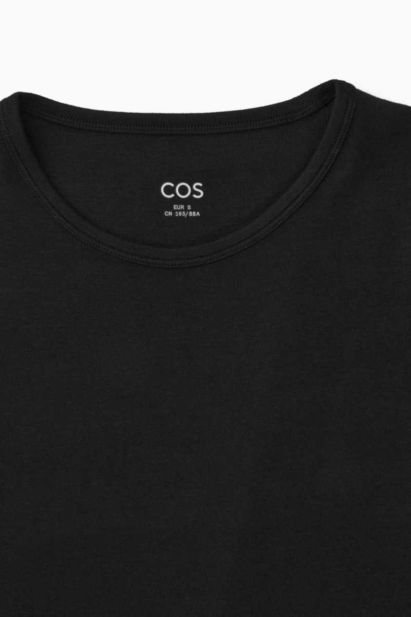 Women's COS Cropped Slim-Fit T-Shirt Black NZ-95NTDIWCB