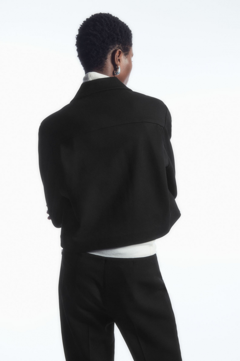 Women's COS Cropped Twill Jackets Black NZ-27PZDKOEI