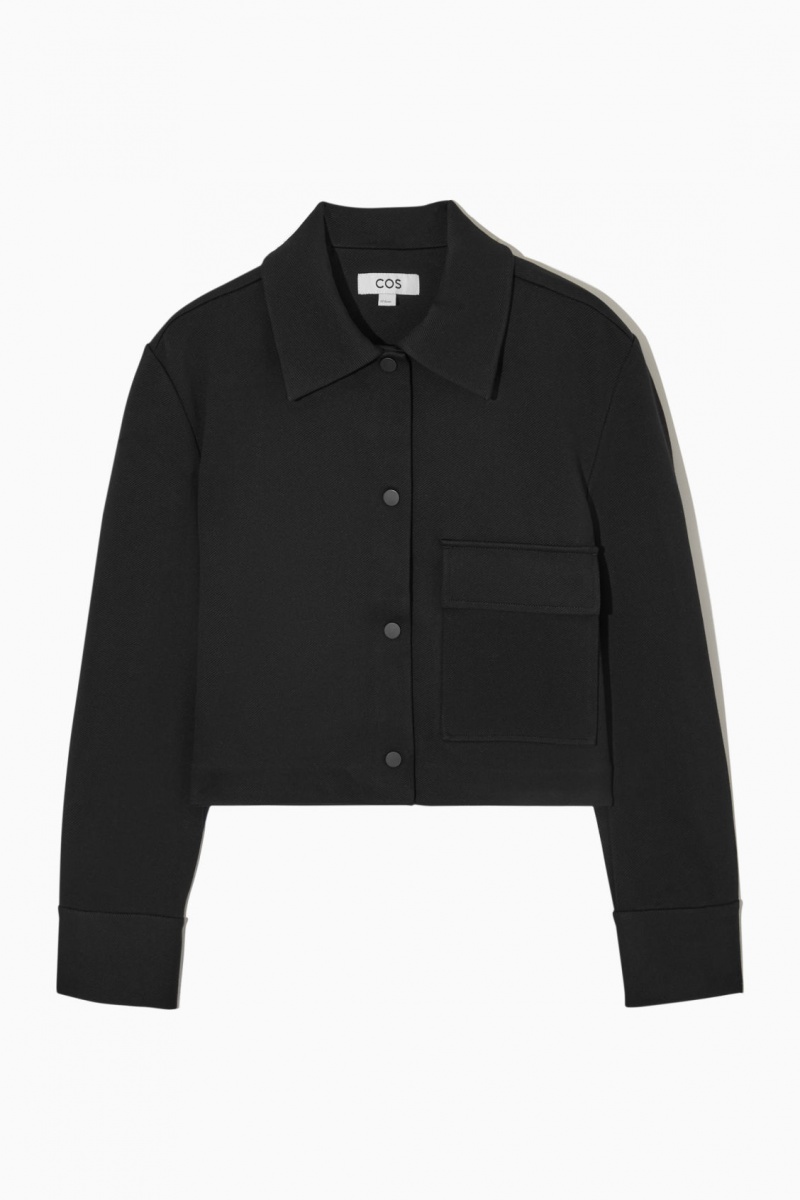 Women's COS Cropped Twill Jackets Black NZ-27PZDKOEI