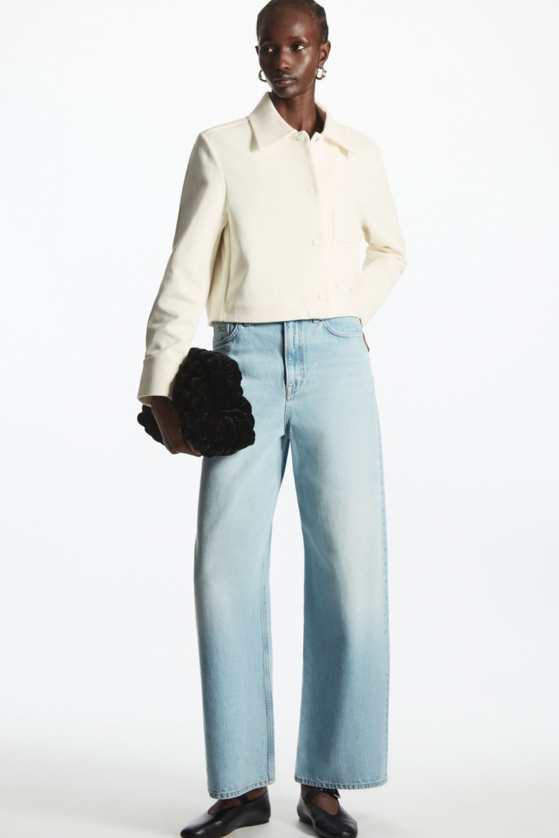 Women's COS Cropped Twill Jackets White NZ-05HPAUMXE