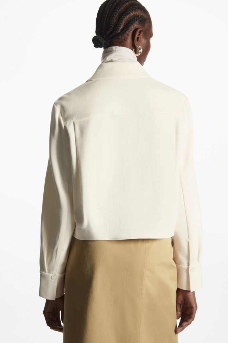Women's COS Cropped Twill Jackets White NZ-05HPAUMXE