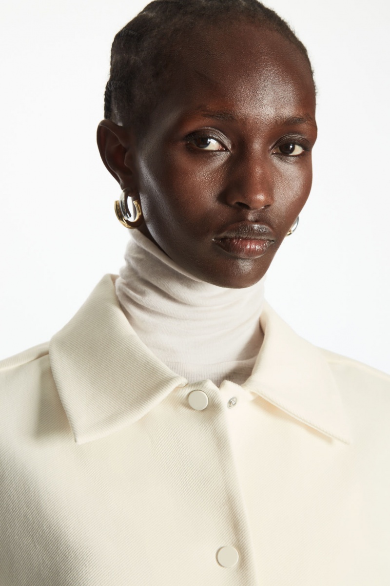 Women's COS Cropped Twill Jackets White NZ-05HPAUMXE