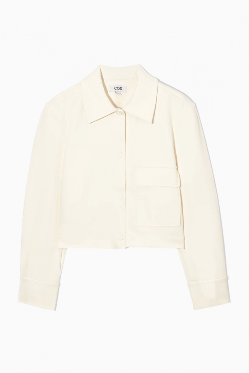 Women's COS Cropped Twill Jackets White NZ-05HPAUMXE
