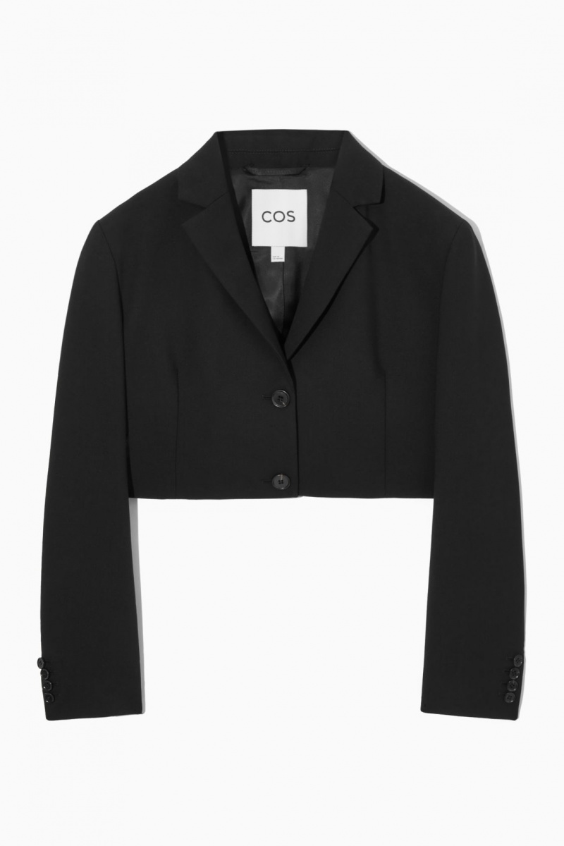 Women's COS Cropped Wool Blazer Black NZ-56GIXPJQL