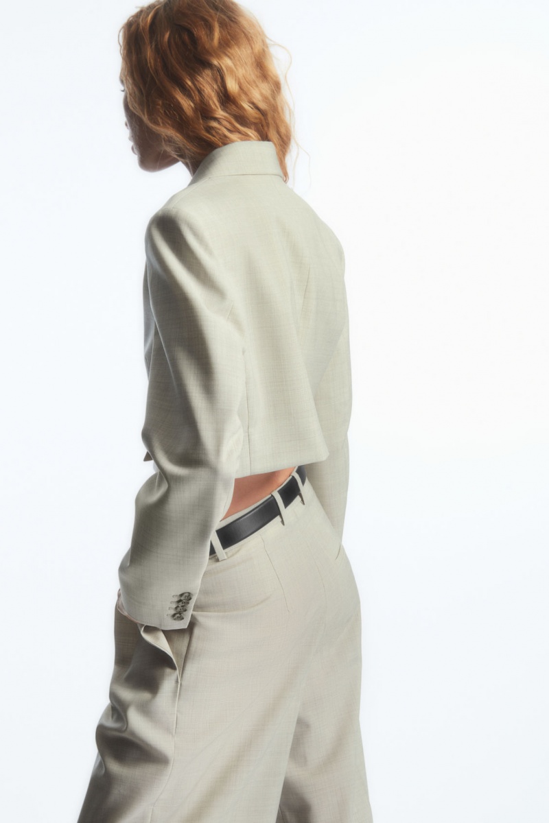 Women's COS Cropped Wool Blazer Grey NZ-07ESCWDLO