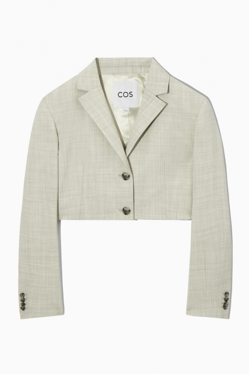 Women's COS Cropped Wool Blazer Grey NZ-07ESCWDLO