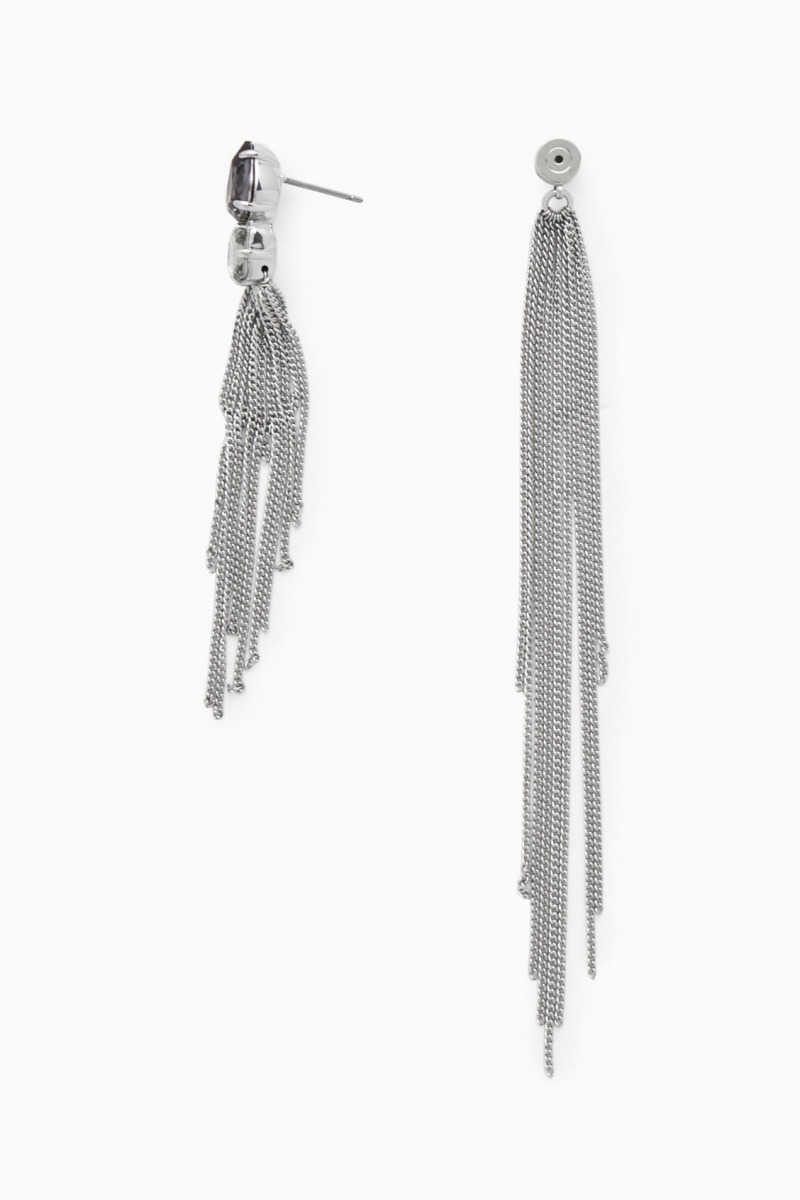 Women's COS Crystal-Embellished Chainmail Earrings Gold NZ-85ZDGUVRP