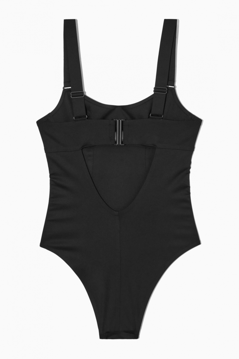 Women's COS Cut-Out Scoop-Neck Swimsuits Black NZ-23VMIHAWE
