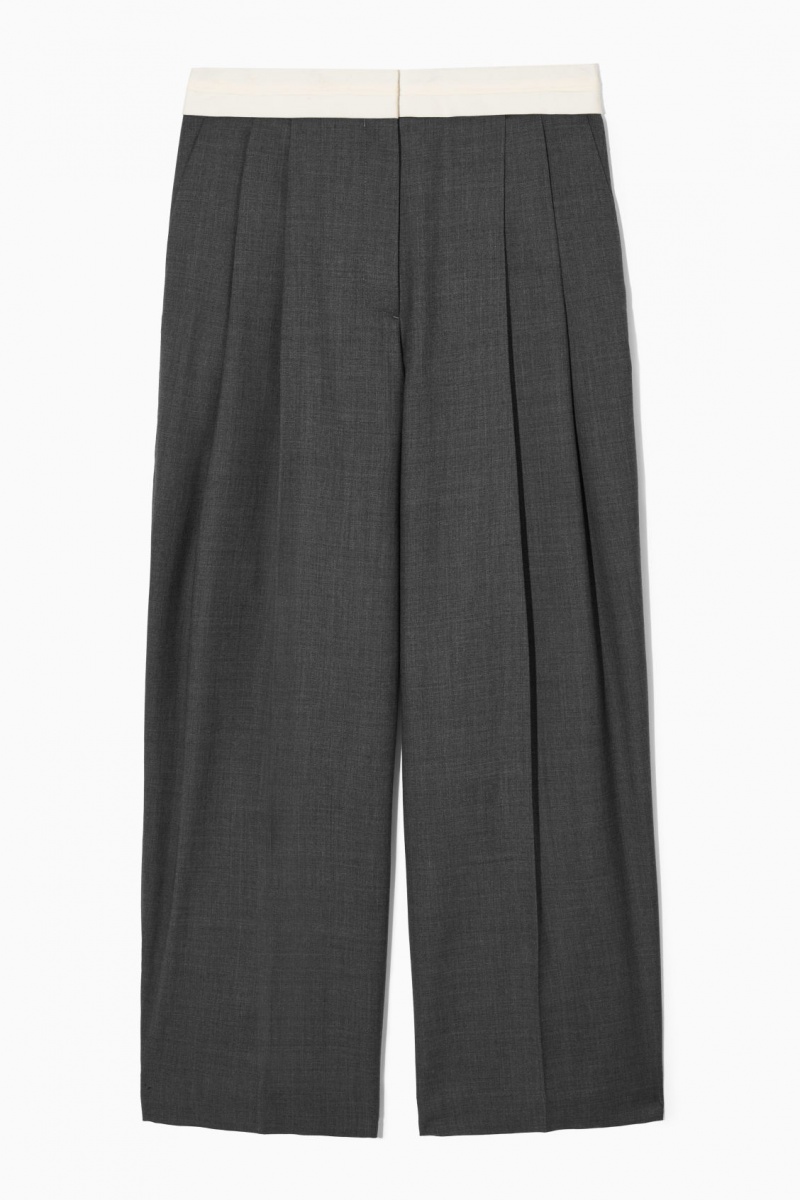 Women's COS Deconstructed Wide-Leg Wool Pants Dark Grey NZ-83HIMVDZW