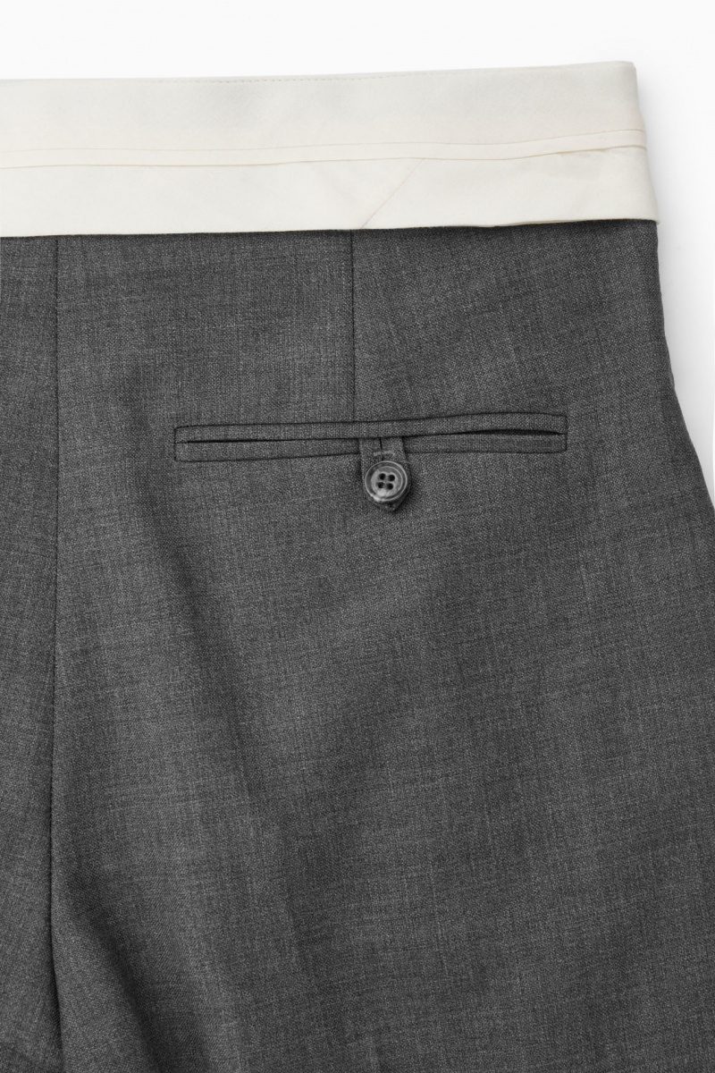 Women's COS Deconstructed Wide-Leg Wool Pants Dark Grey NZ-83HIMVDZW