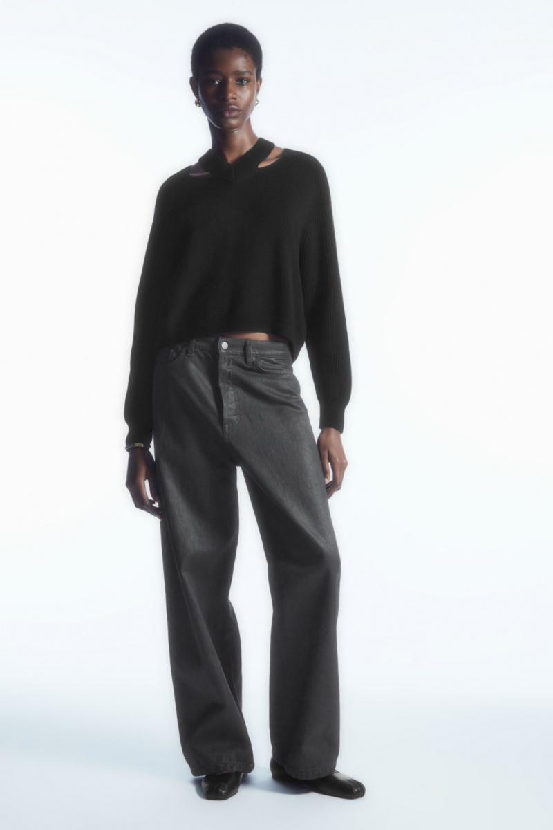 Women's COS Deconstructed Wool Jumpers Black NZ-87HWFJYXK