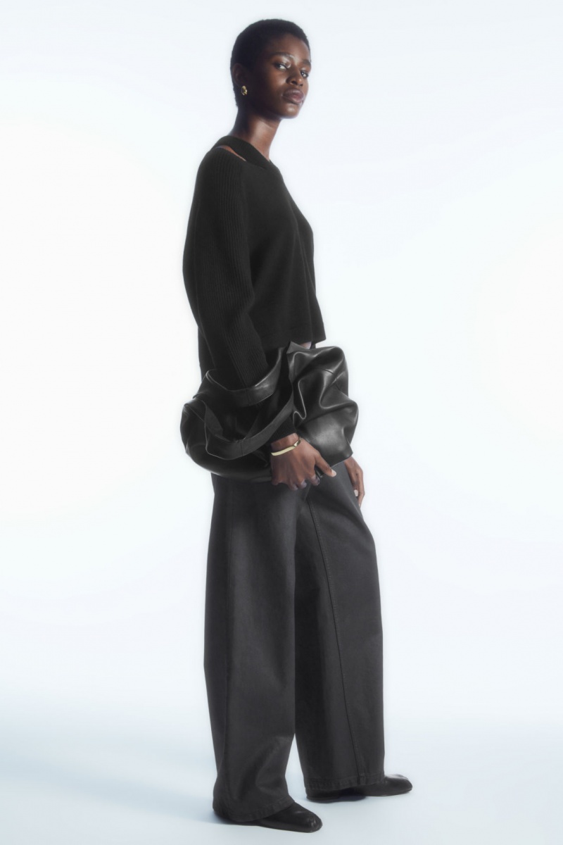 Women's COS Deconstructed Wool Jumpers Black NZ-87HWFJYXK