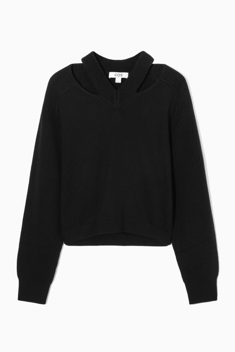 Women's COS Deconstructed Wool Jumpers Black NZ-87HWFJYXK