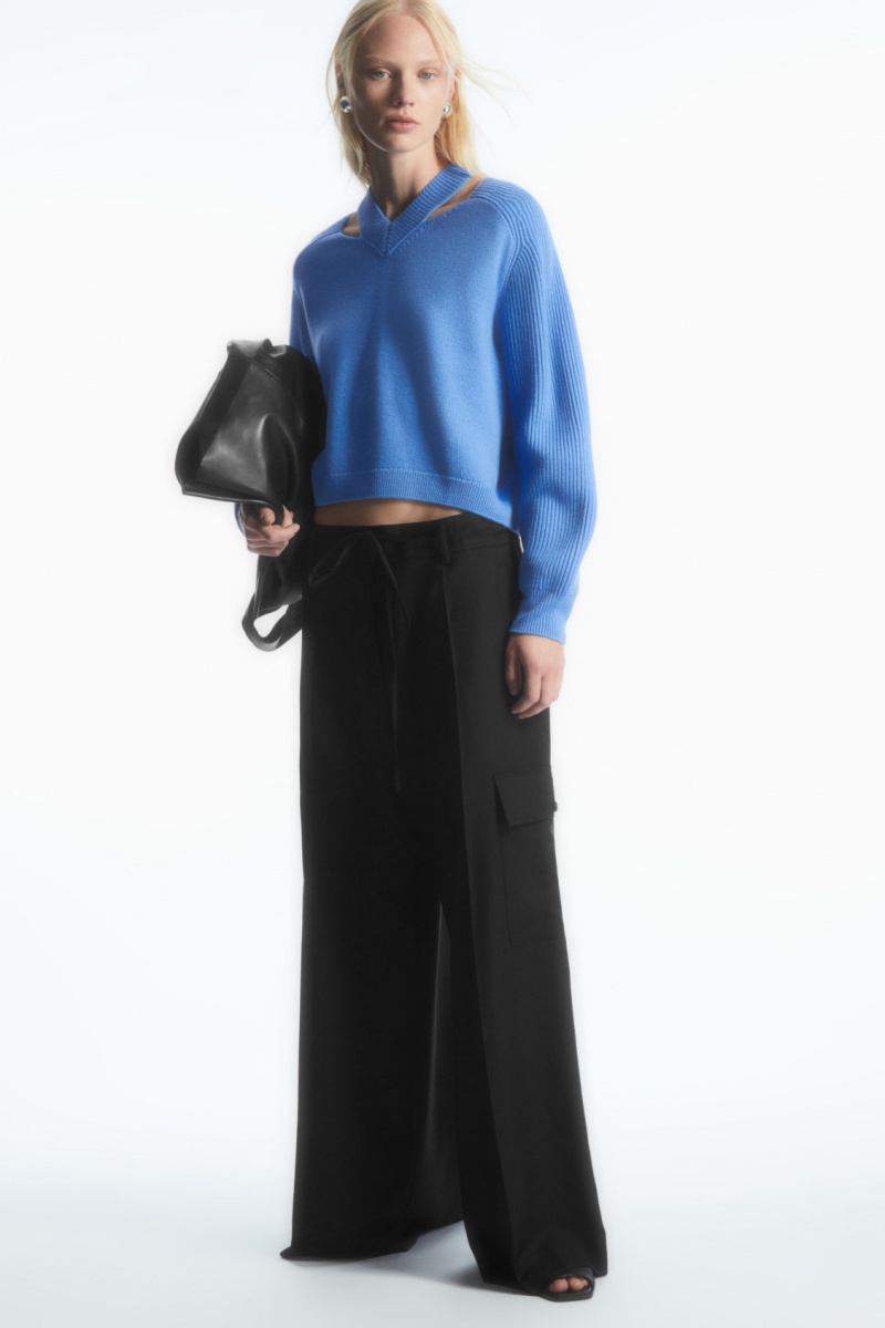 Women's COS Deconstructed Wool Sweaters Blue NZ-69UGQEXIH