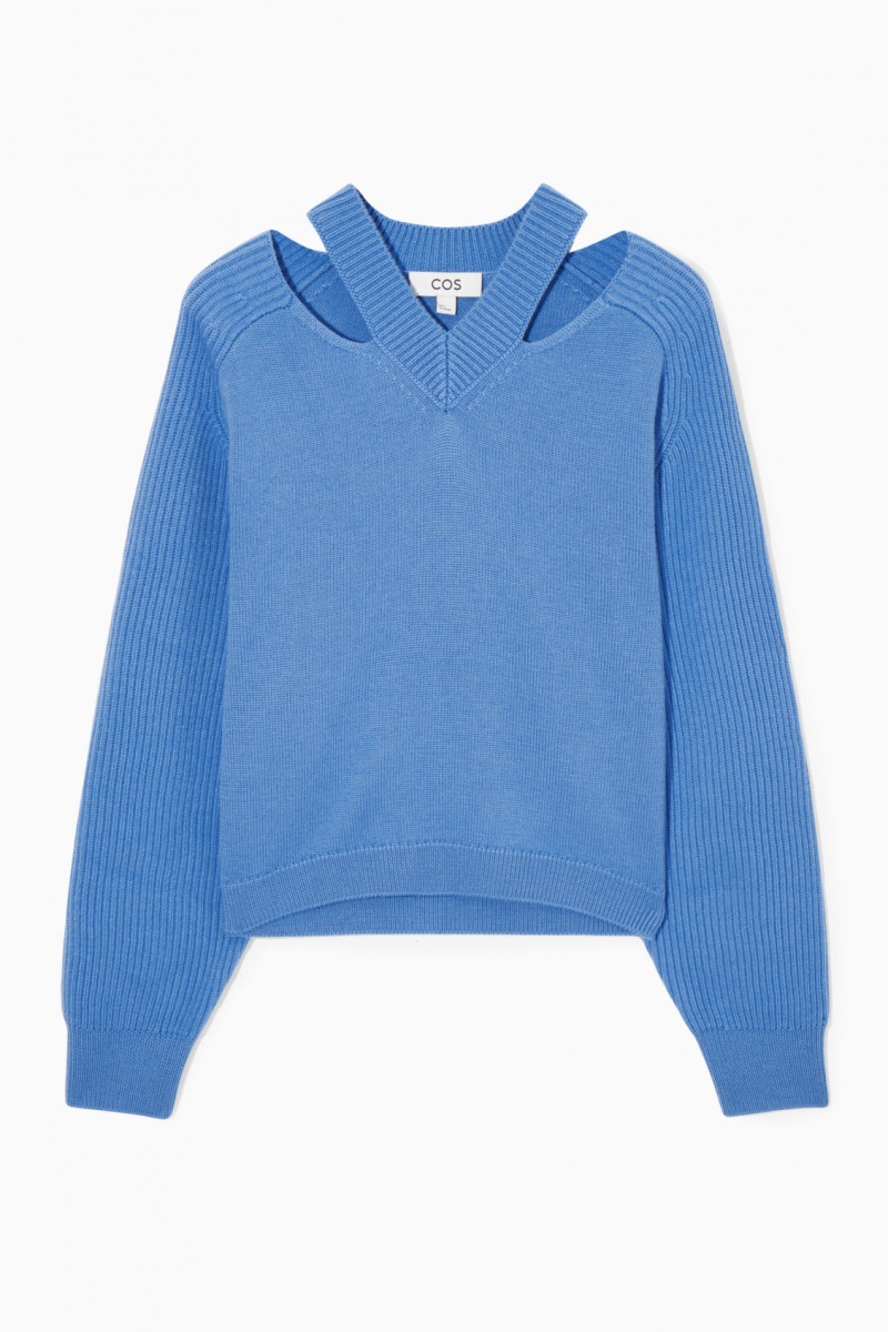 Women's COS Deconstructed Wool Sweaters Blue NZ-69UGQEXIH
