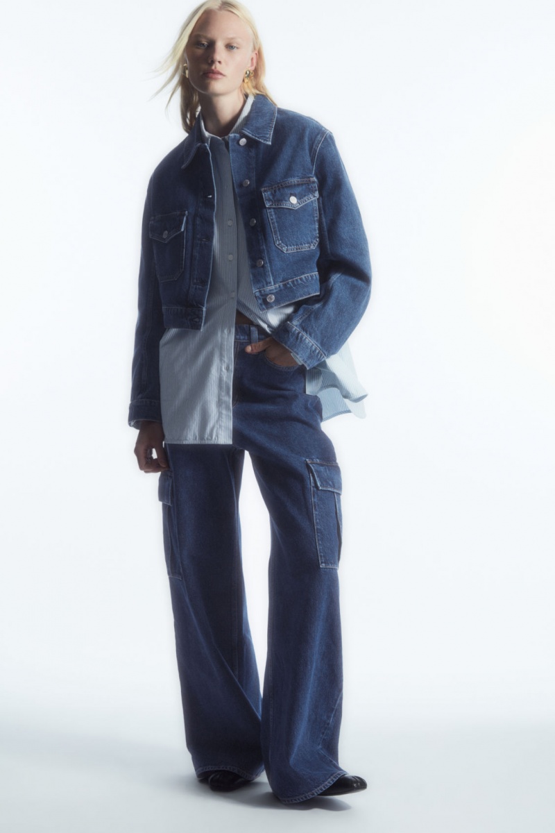 Women's COS Denim Cargo Pants Blue NZ-14UZOPTXB