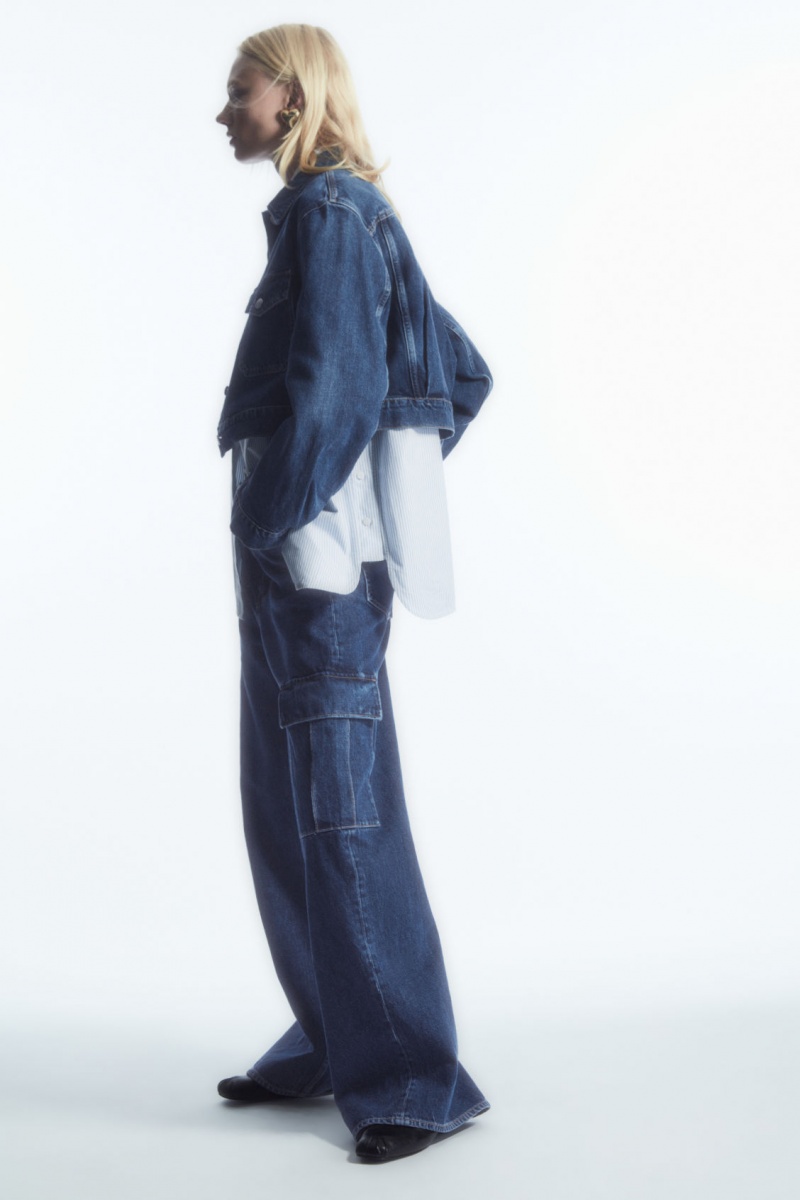 Women's COS Denim Cargo Pants Blue NZ-14UZOPTXB