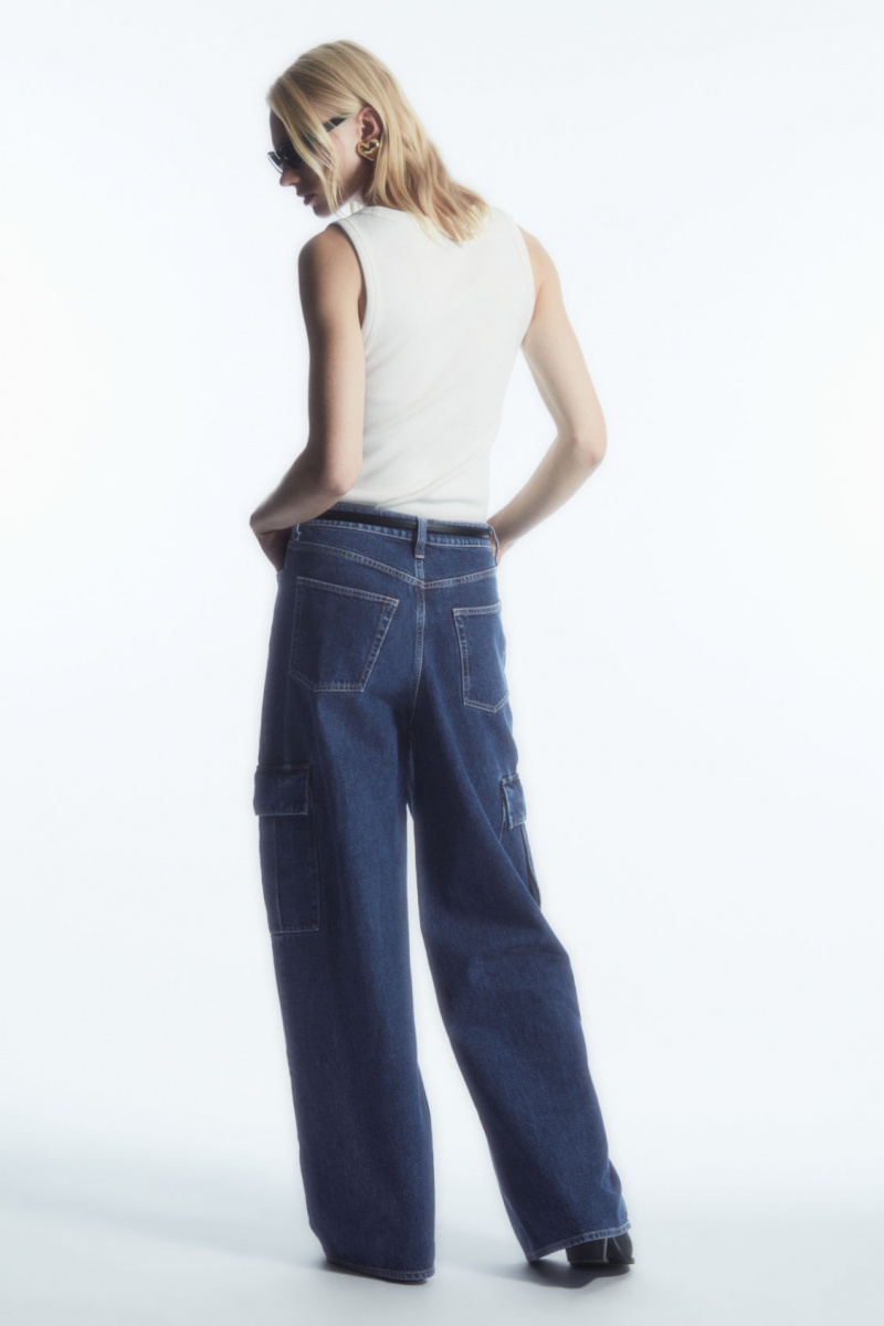 Women's COS Denim Cargo Pants Blue NZ-14UZOPTXB