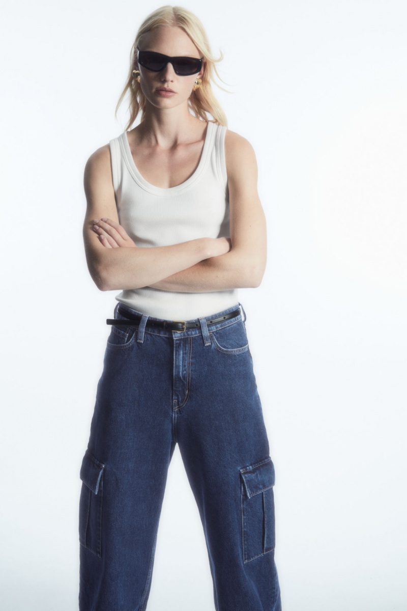 Women's COS Denim Cargo Pants Blue NZ-14UZOPTXB