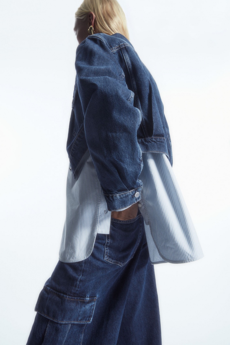 Women's COS Denim Cargo Pants Blue NZ-14UZOPTXB