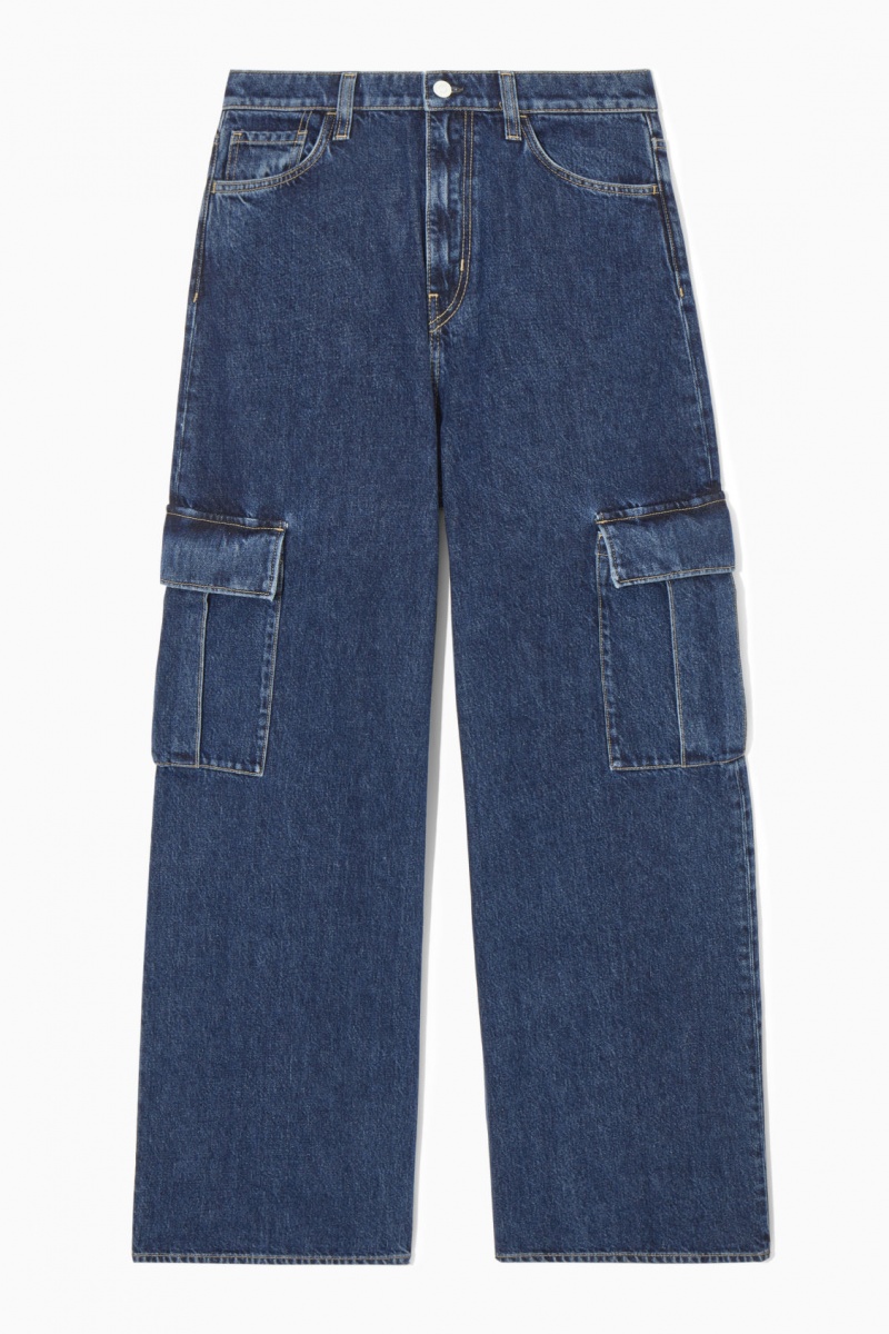 Women's COS Denim Cargo Pants Blue NZ-14UZOPTXB