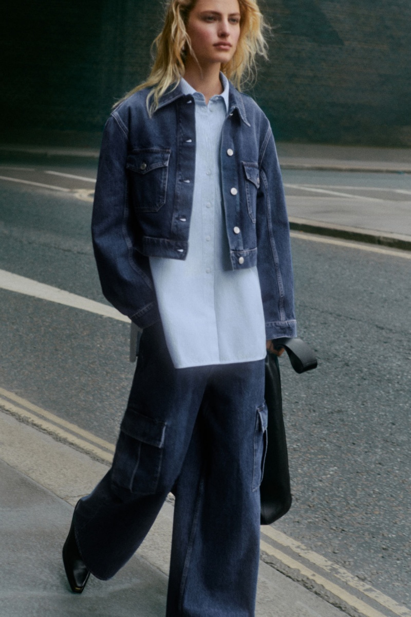 Women's COS Denim Cargo Pants Blue NZ-14UZOPTXB