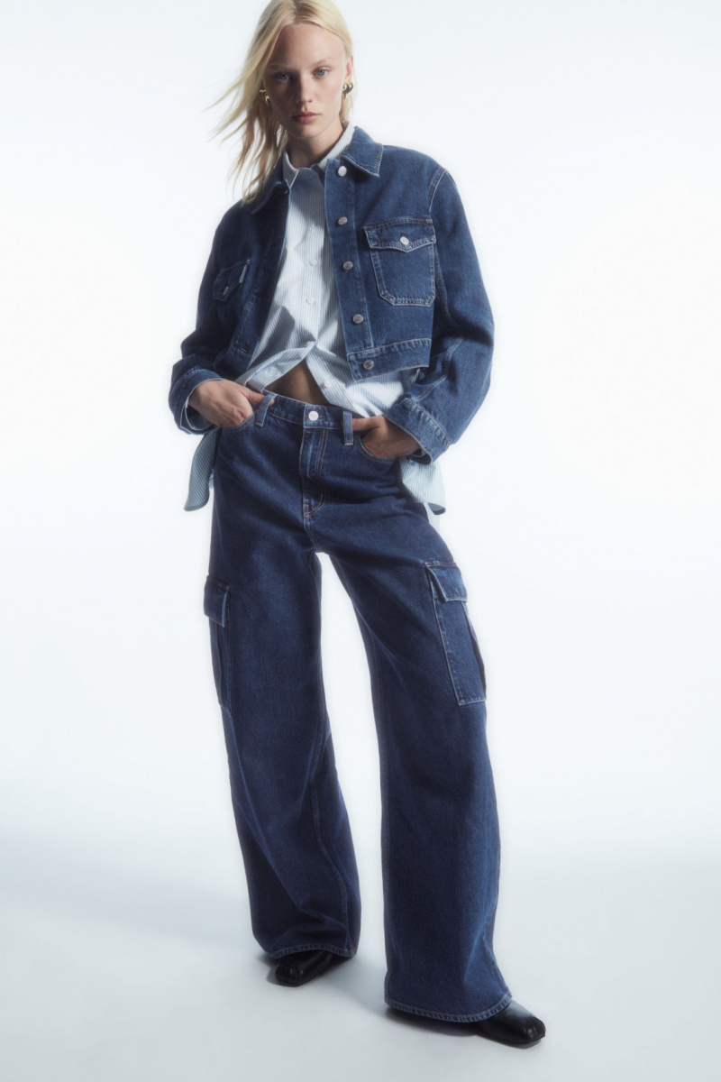 Women\'s COS Denim Cargo Pants Blue NZ-14UZOPTXB