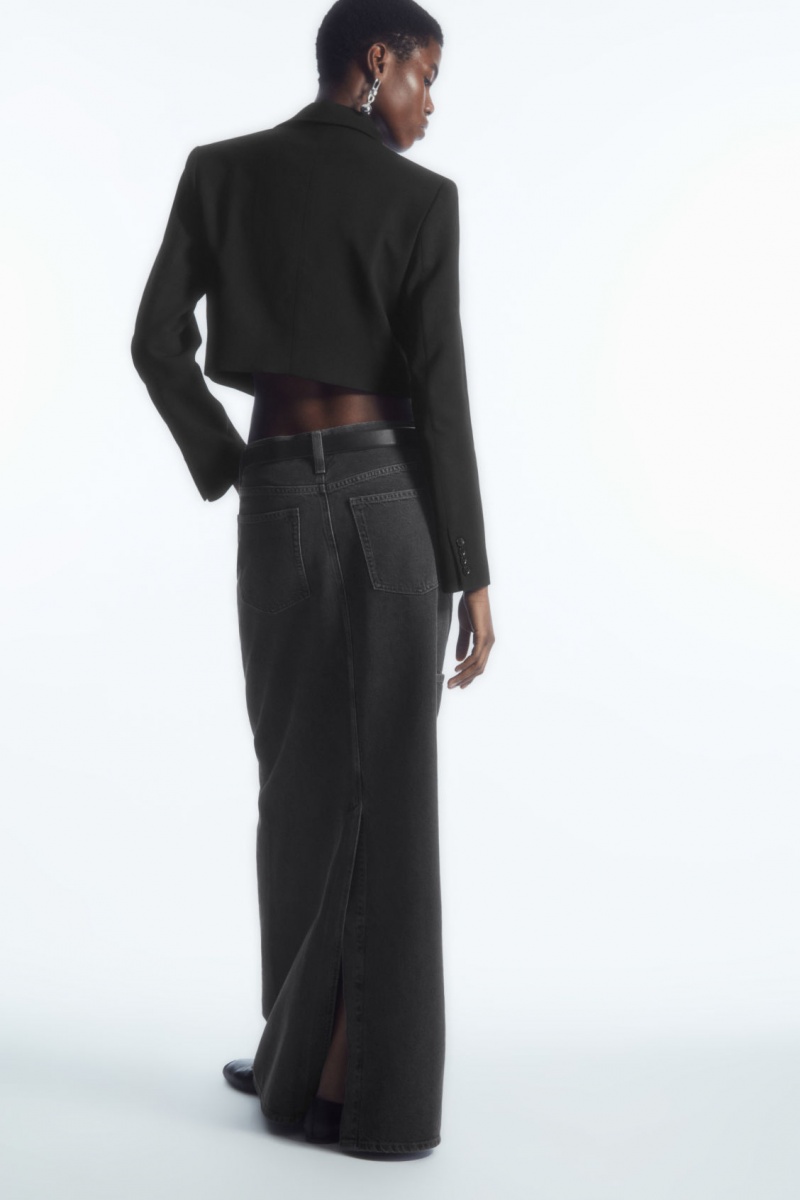 Women's COS Denim Maxi Skirt Black NZ-08UZOKSHV