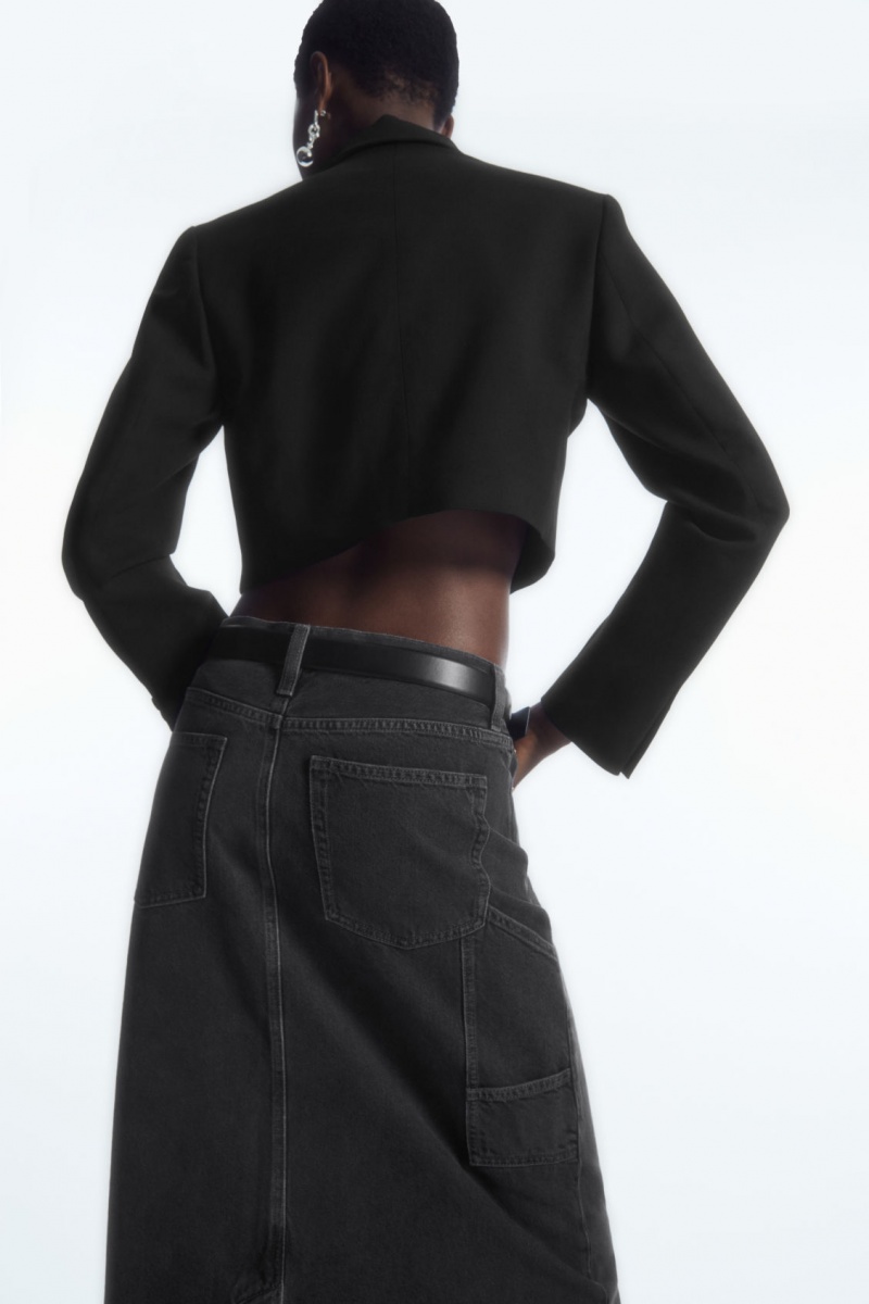 Women's COS Denim Maxi Skirt Black NZ-08UZOKSHV