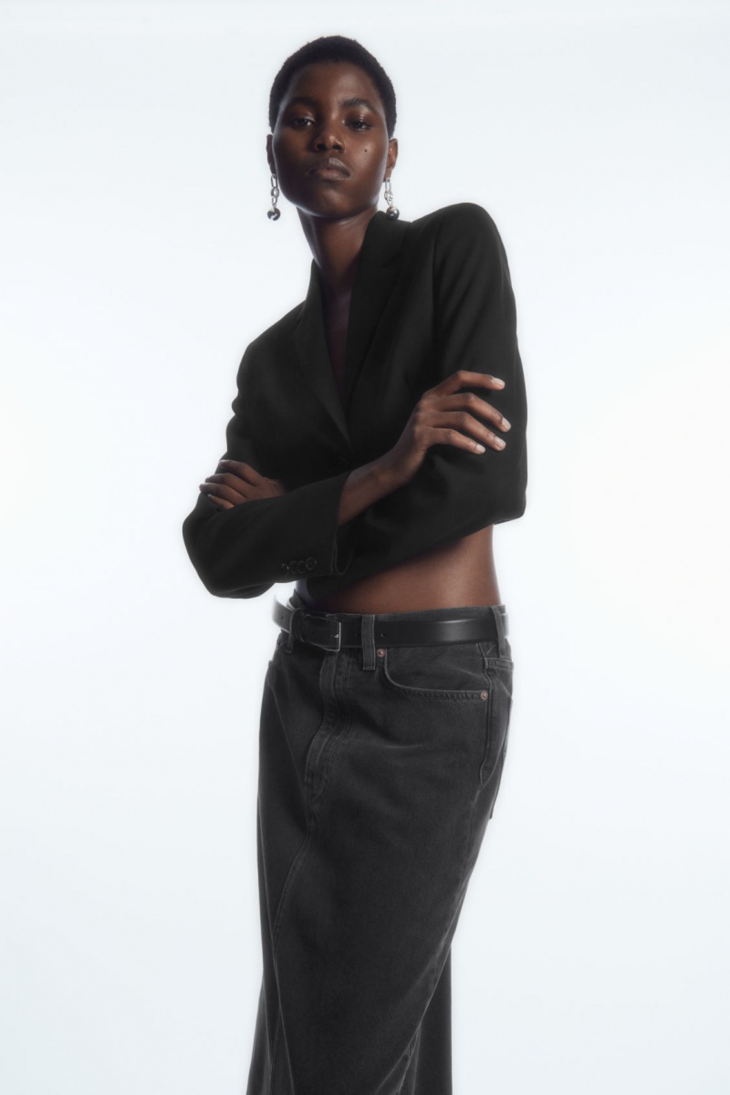 Women's COS Denim Maxi Skirt Black NZ-08UZOKSHV