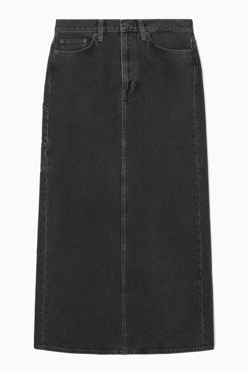 Women's COS Denim Maxi Skirt Black NZ-08UZOKSHV
