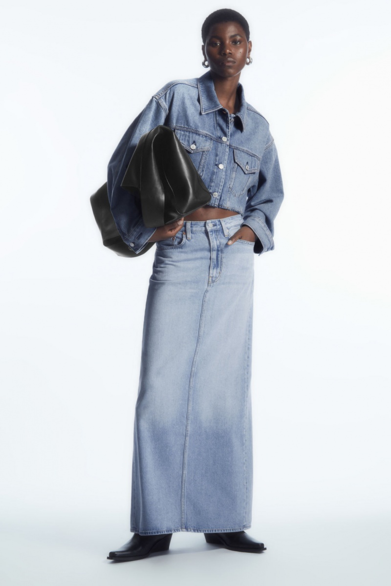 Women's COS Denim Maxi Skirt Light Blue NZ-09OBRUACL