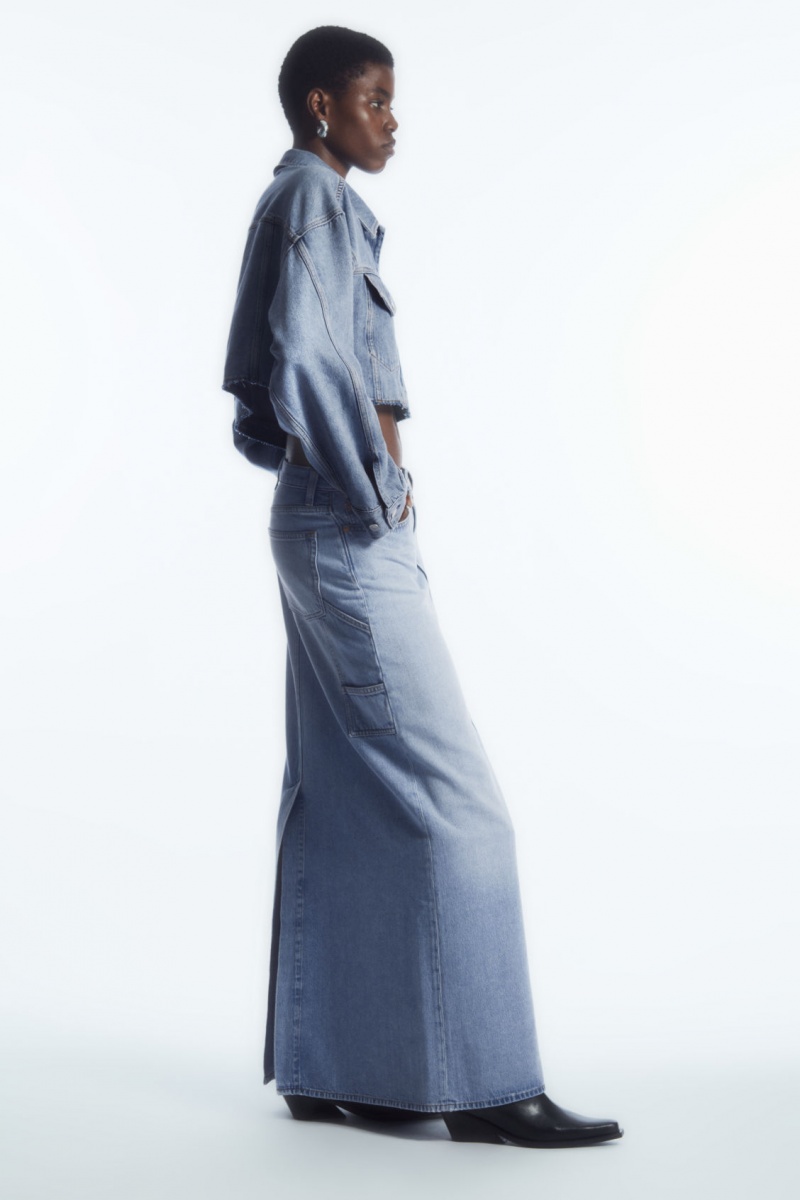 Women's COS Denim Maxi Skirt Light Blue NZ-09OBRUACL
