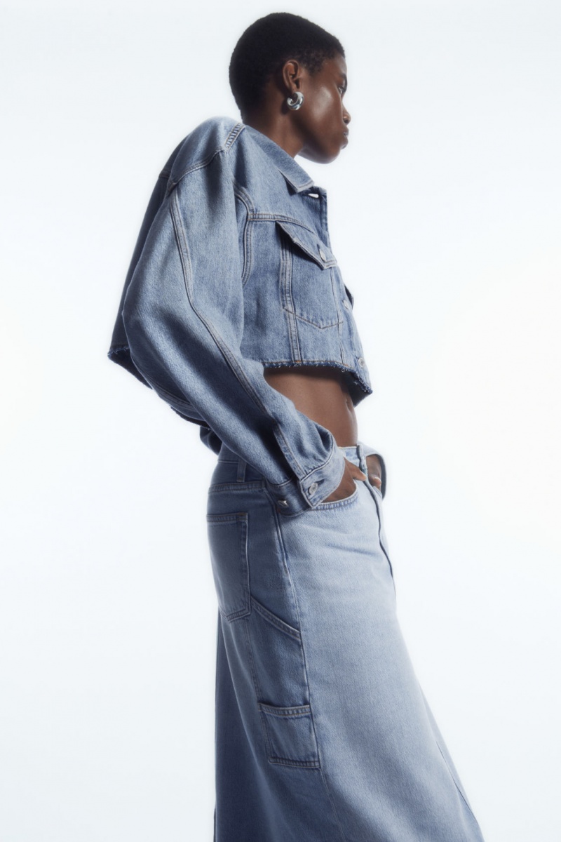 Women's COS Denim Maxi Skirt Light Blue NZ-09OBRUACL