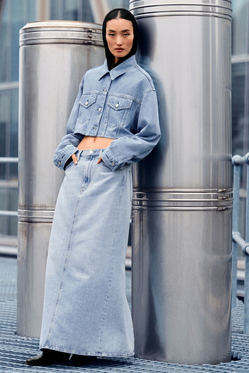 Women's COS Denim Maxi Skirt Light Blue NZ-09OBRUACL