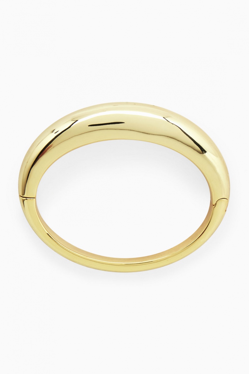 Women's COS Domed Curved Bangle Bracelet Gold NZ-58IOJHLXN